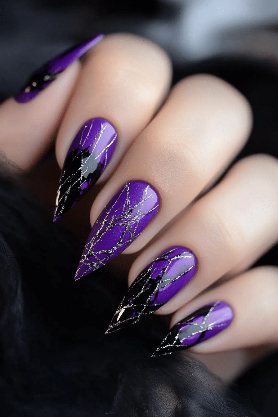 8. Ultra-Violet Abstract Shapes (Purple Nail Design Ideas) - Purple Nail Design Ideas