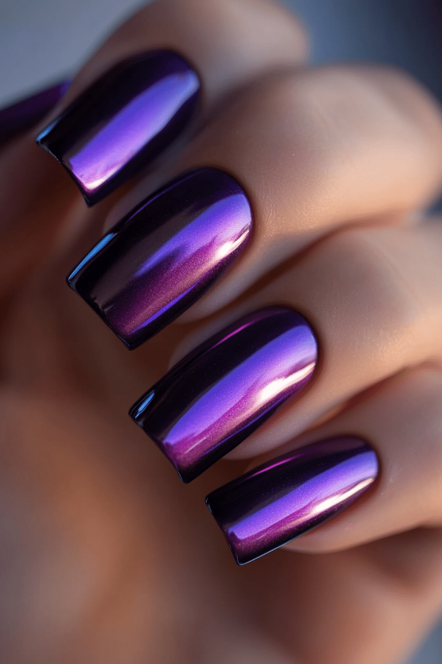 9. Metallic Orchid Glow (Purple Nail Design Ideas) - Purple Nail Design Ideas