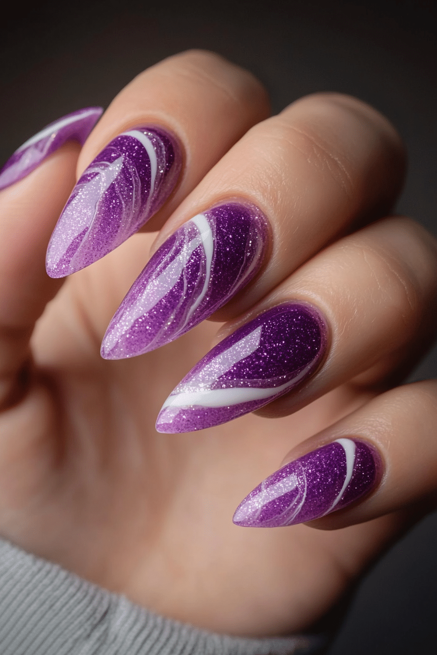 12. Purple Quartz Stone Effect (Purple Nail Design Ideas) - Purple Nail Design Ideas
