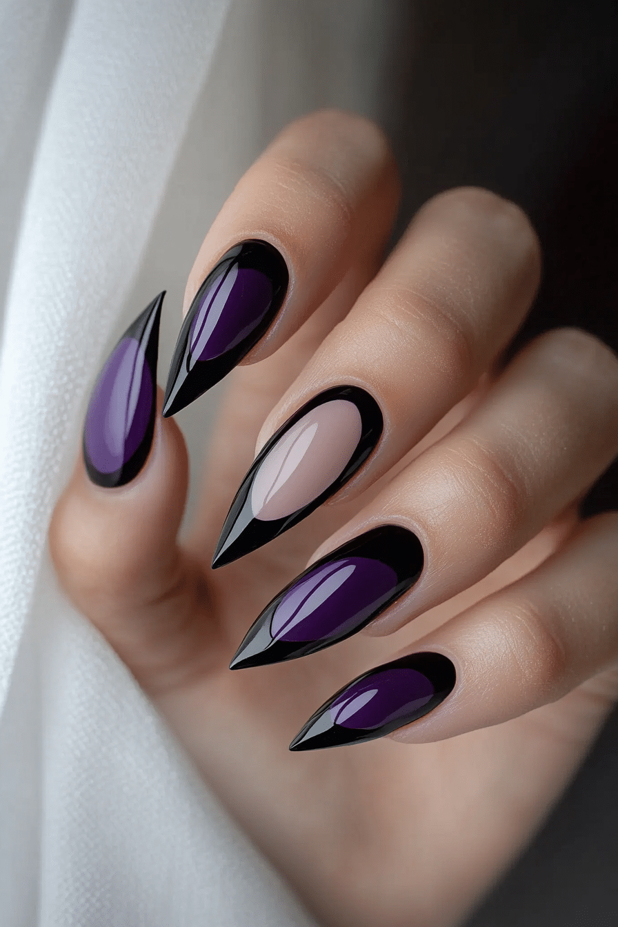 14. Plum Negative Space Arches (Purple Nail Design Ideas) - Purple Nail Design Ideas