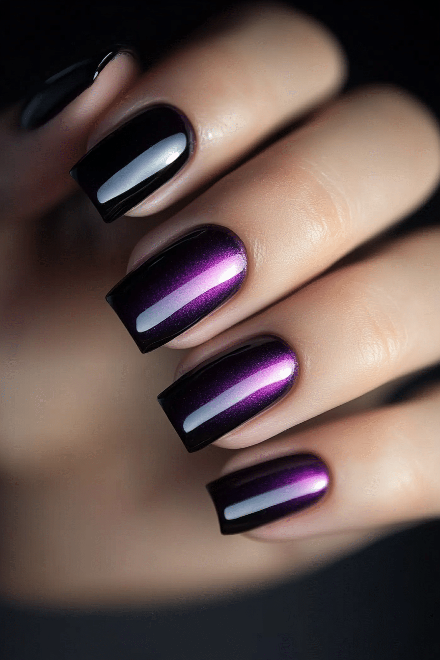 18. Eggplant Aura Glow (Purple Nail Design Ideas) - Purple Nail Design Ideas