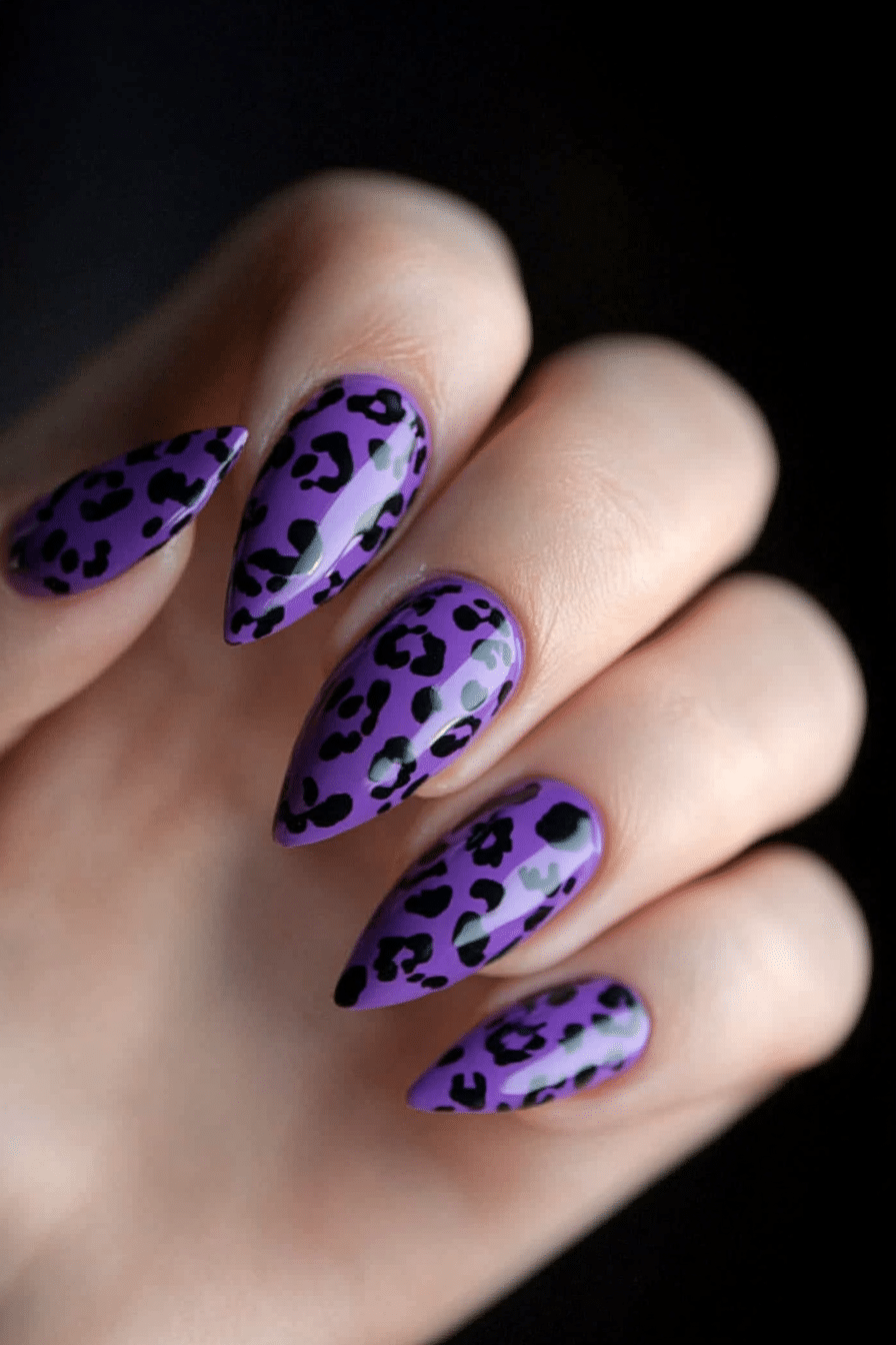 19. Lilac Leopard Imprint (Purple Nail Design Ideas) - Purple Nail Design Ideas