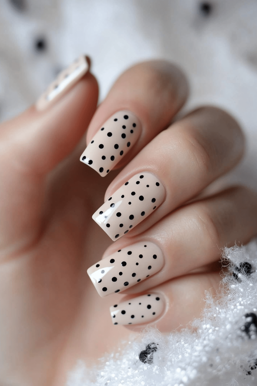 5. Dotted Minimalism (Black And White Nail Design Ideas) - Black And White Nail Design Ideas