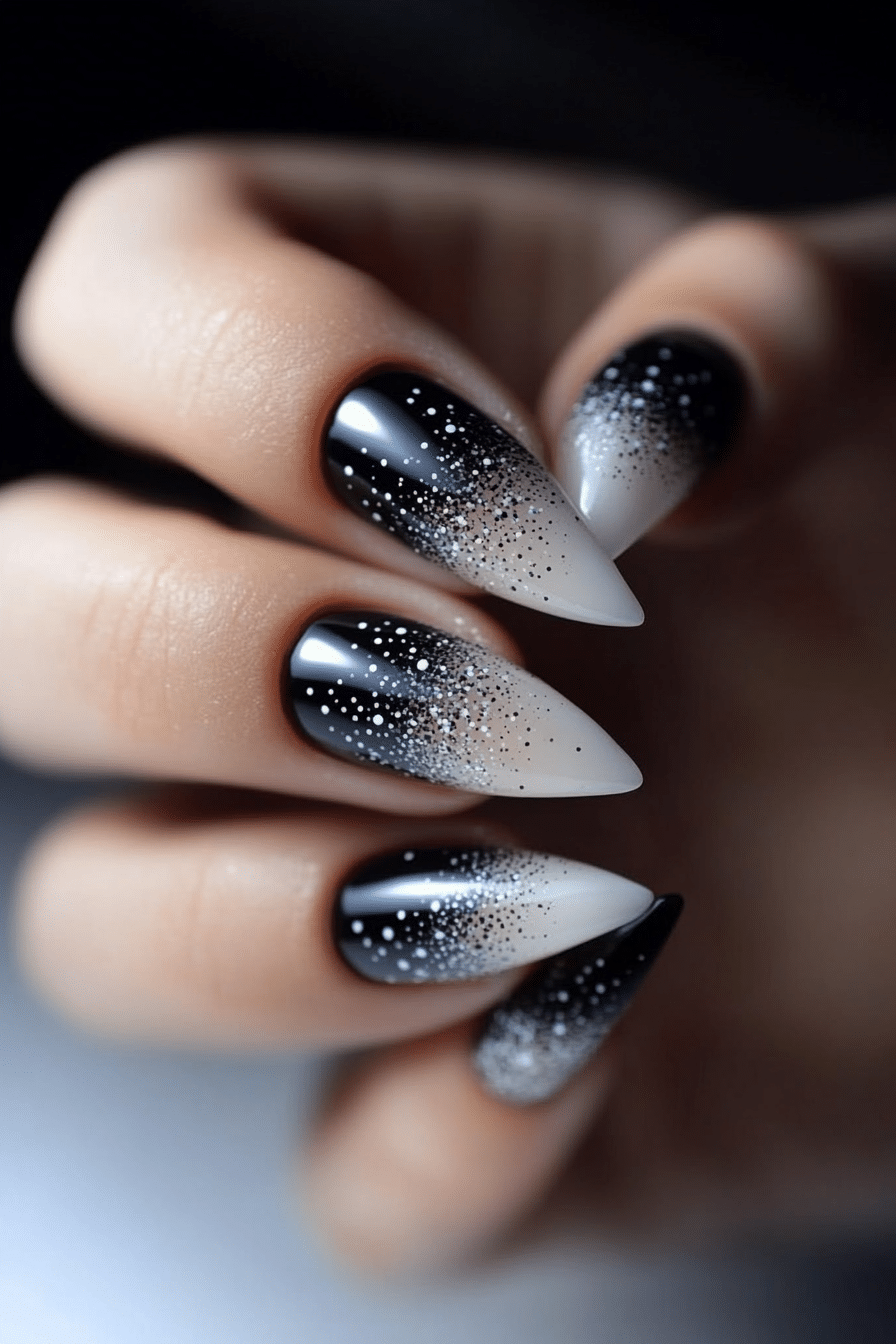 9. Grayscale Gradient Art (Black And White Nail Design Ideas) - Black And White Nail Design Ideas