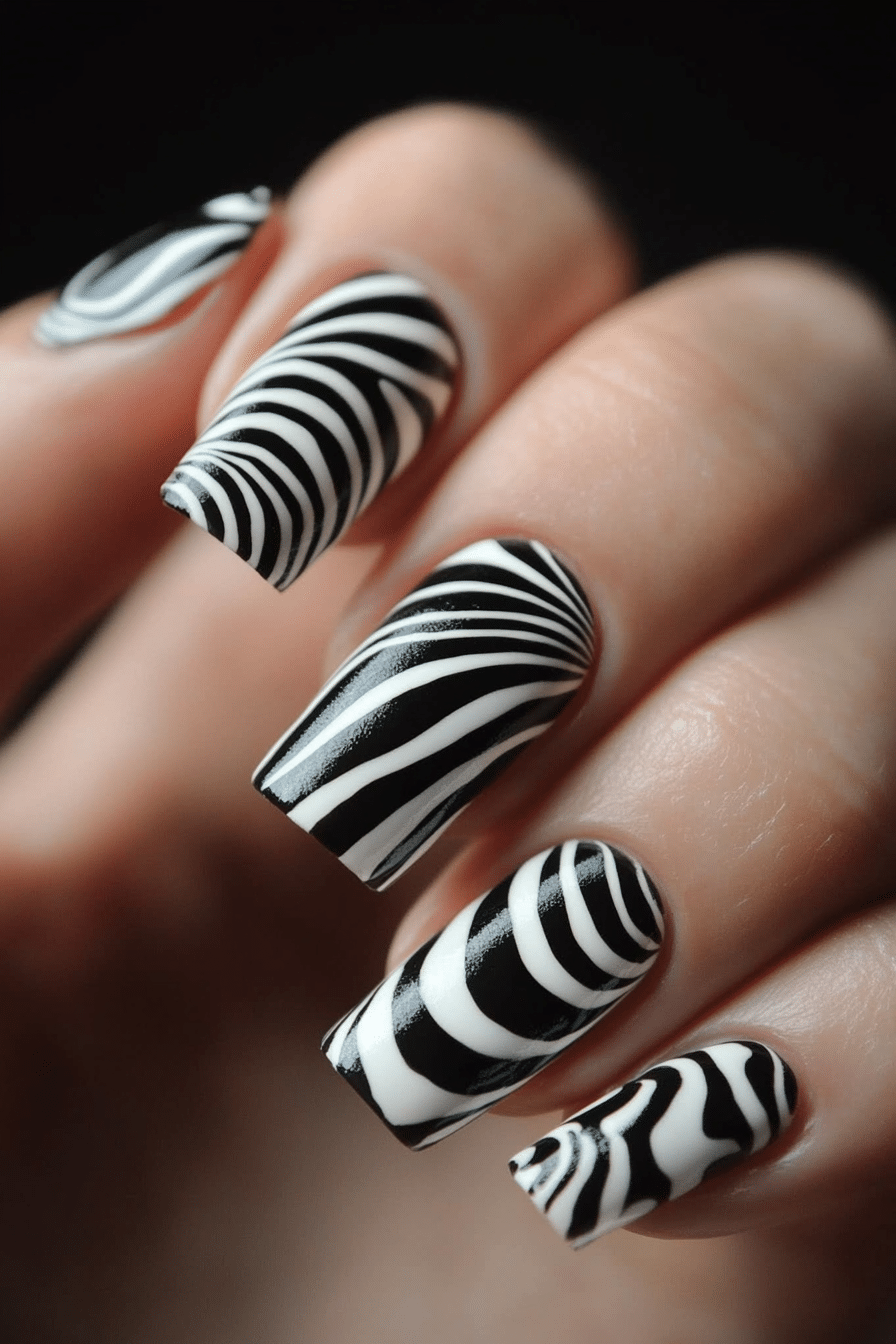 22. Optical Illusion Design (Black And White Nail Design Ideas) - Black And White Nail Design Ideas