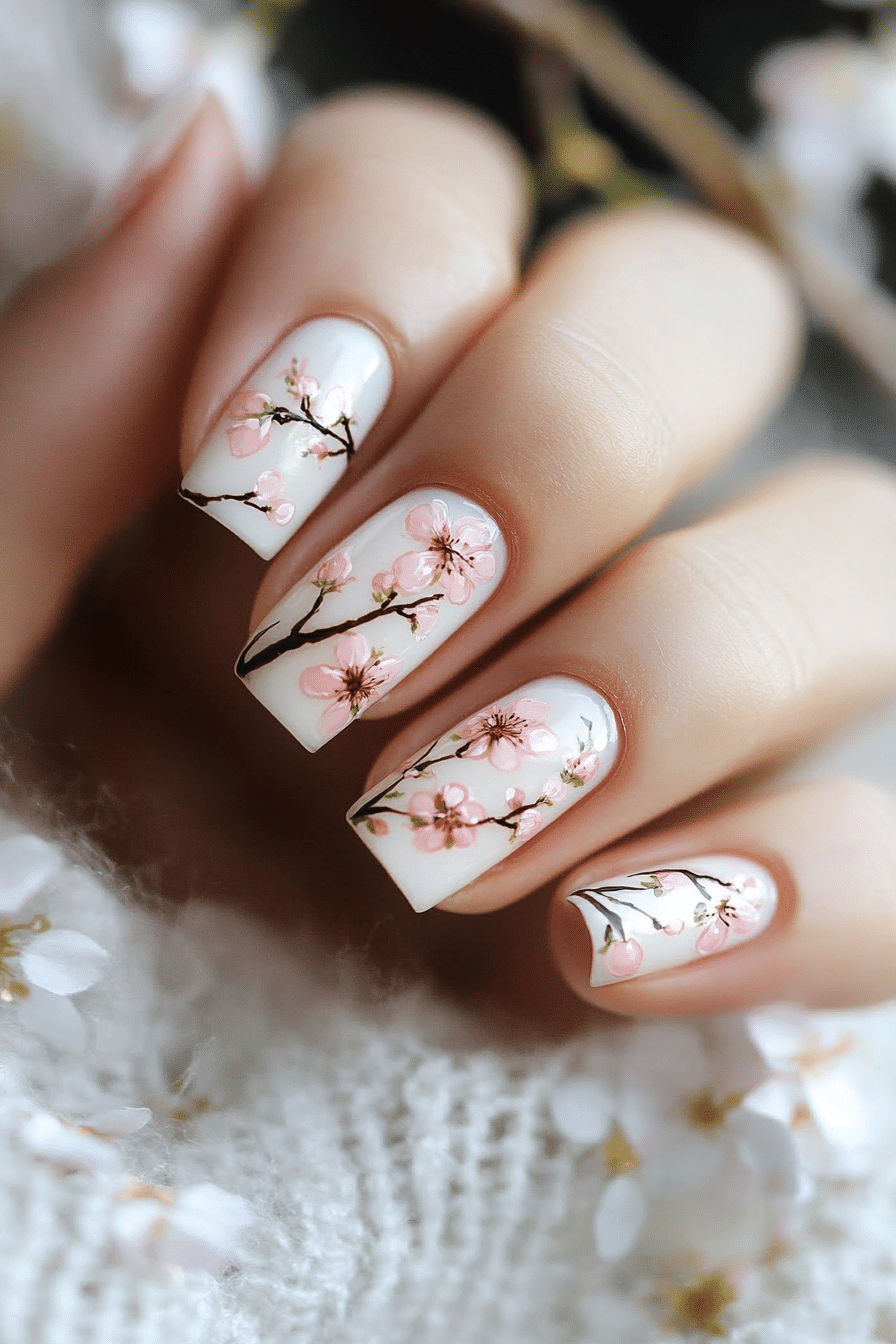 10. Cherry Blossom Drift (Nature Nail Design Ideas) - Nature Nail Design Ideas