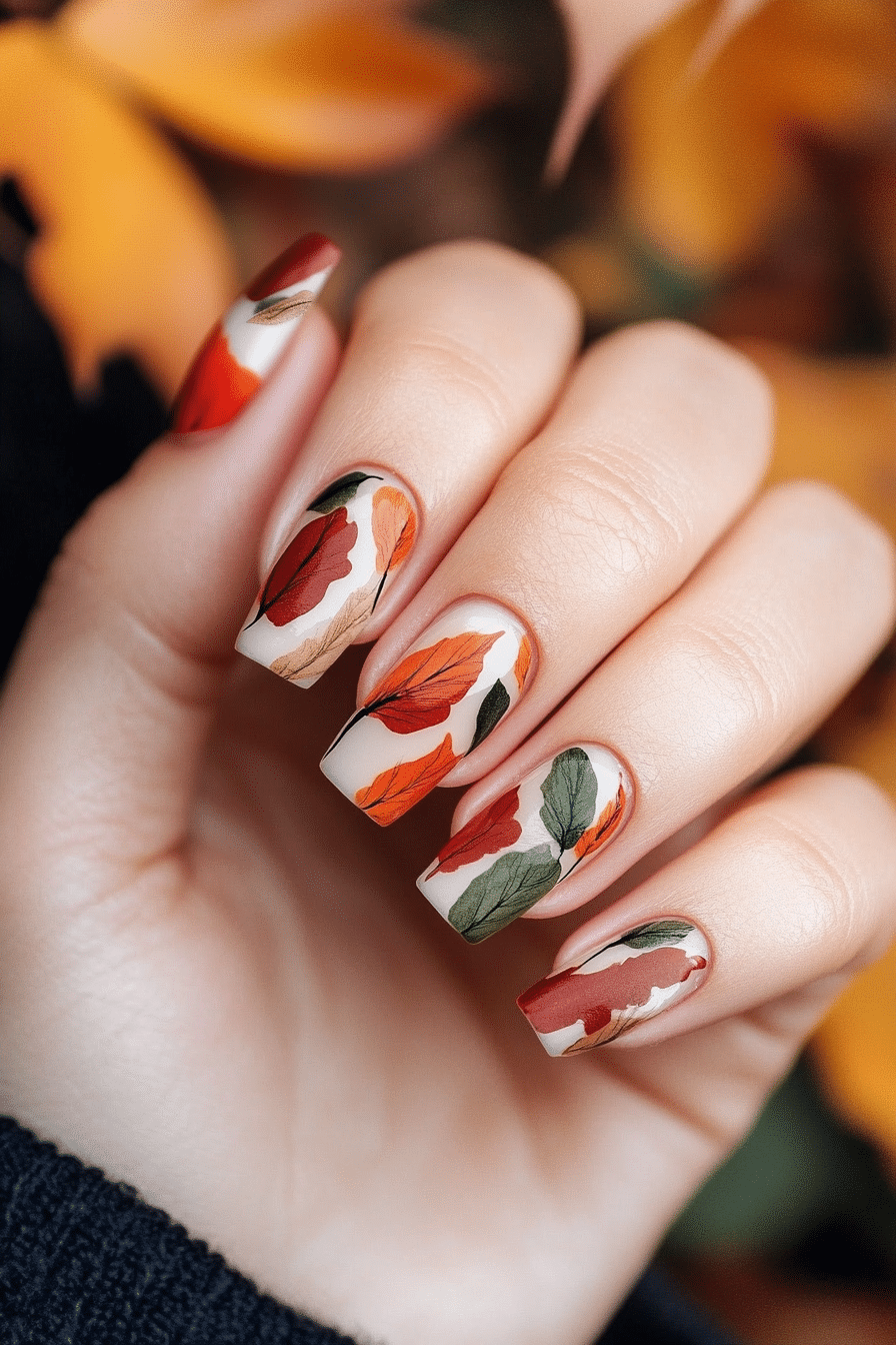 14. Autumn Canopy (Nature Nail Design Ideas) - Nature Nail Design Ideas