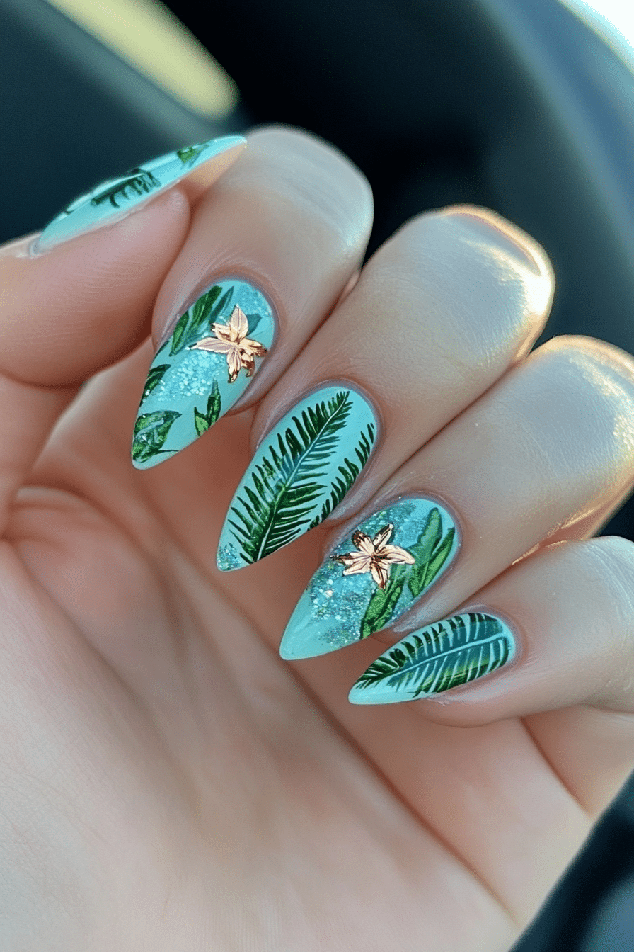 17. Tropical Fern Dream (Nature Nail Design Ideas) - Nature Nail Design Ideas