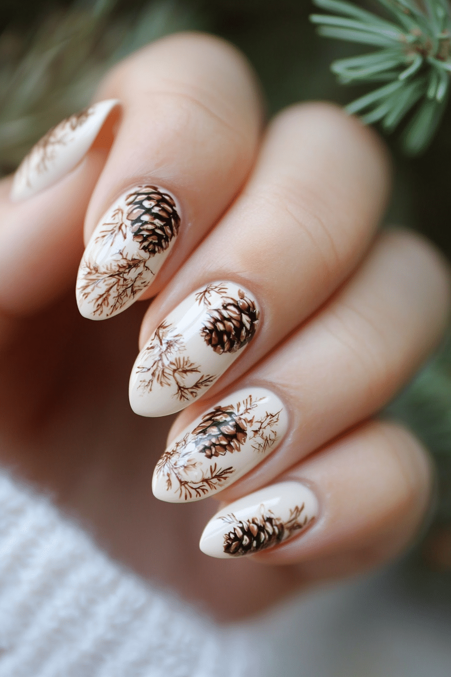 22. Pinecone Neutrals (Nature Nail Design Ideas) - Nature Nail Design Ideas