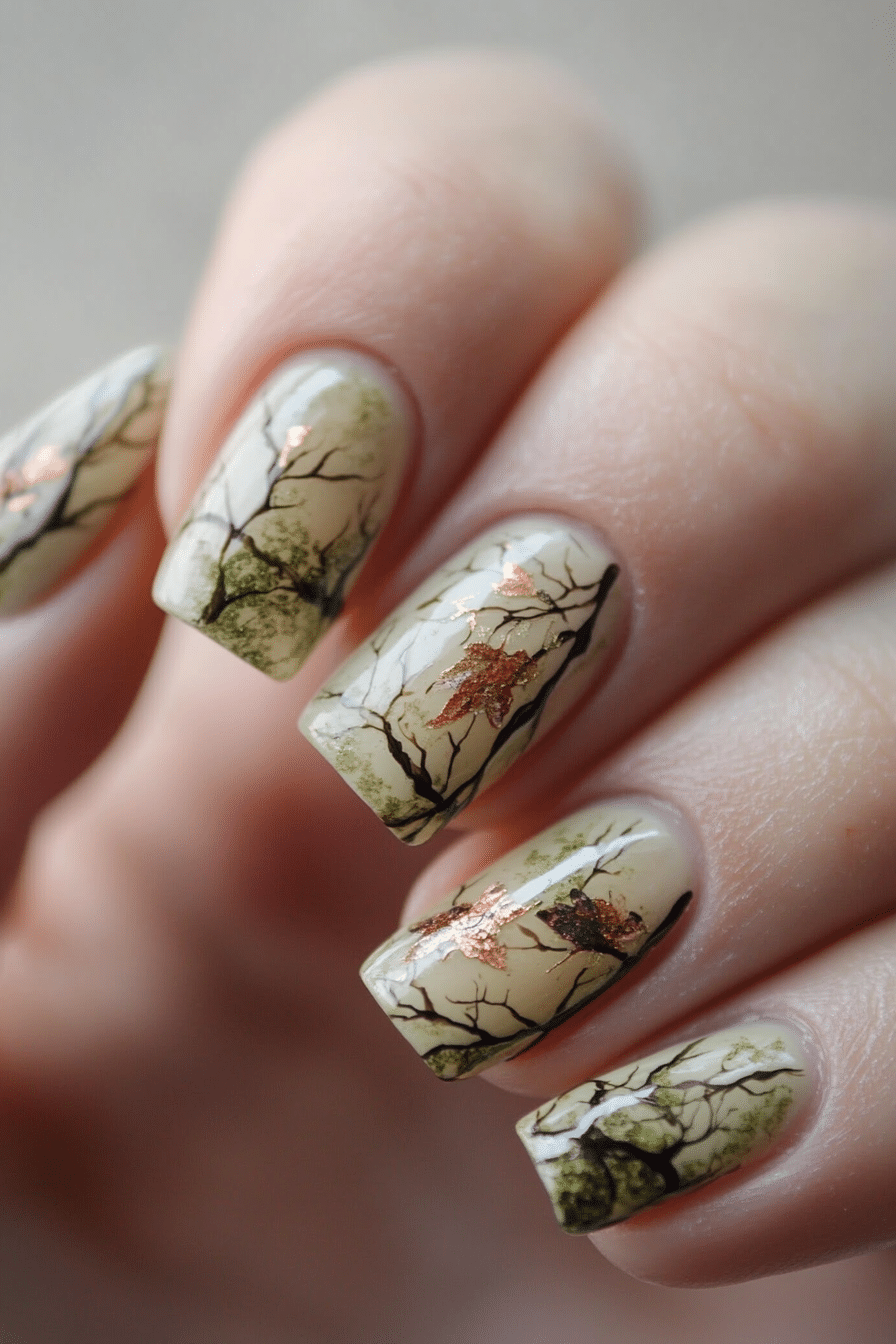 23. Willow Tree Flow (Nature Nail Design Ideas) - Nature Nail Design Ideas