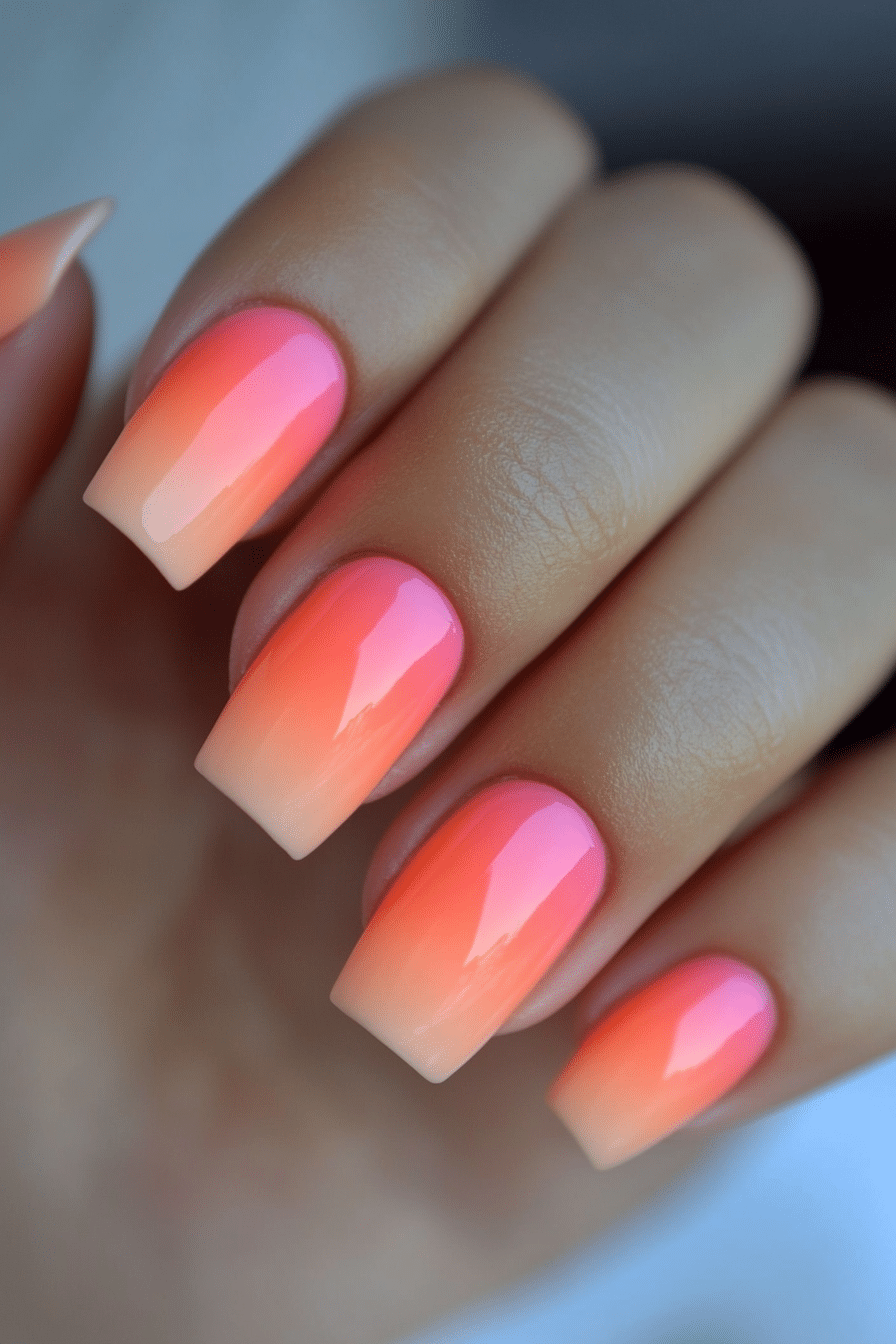 1. Sunset Peach Fade (Ombre Nail Design Ideas) - Ombre Nail Design Ideas