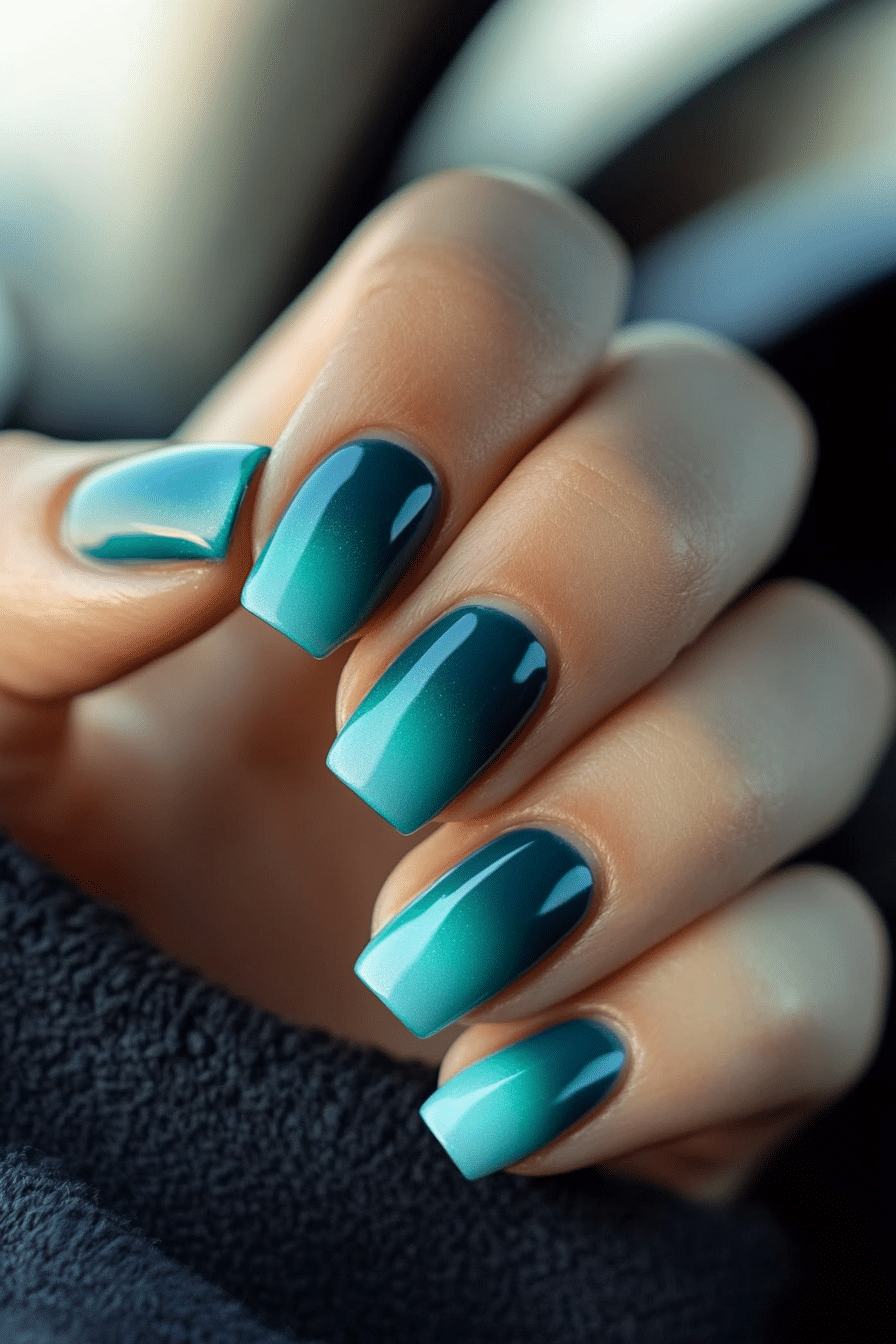 4. Ocean Teal Shift (Ombre Nail Design Ideas) - Ombre Nail Design Ideas