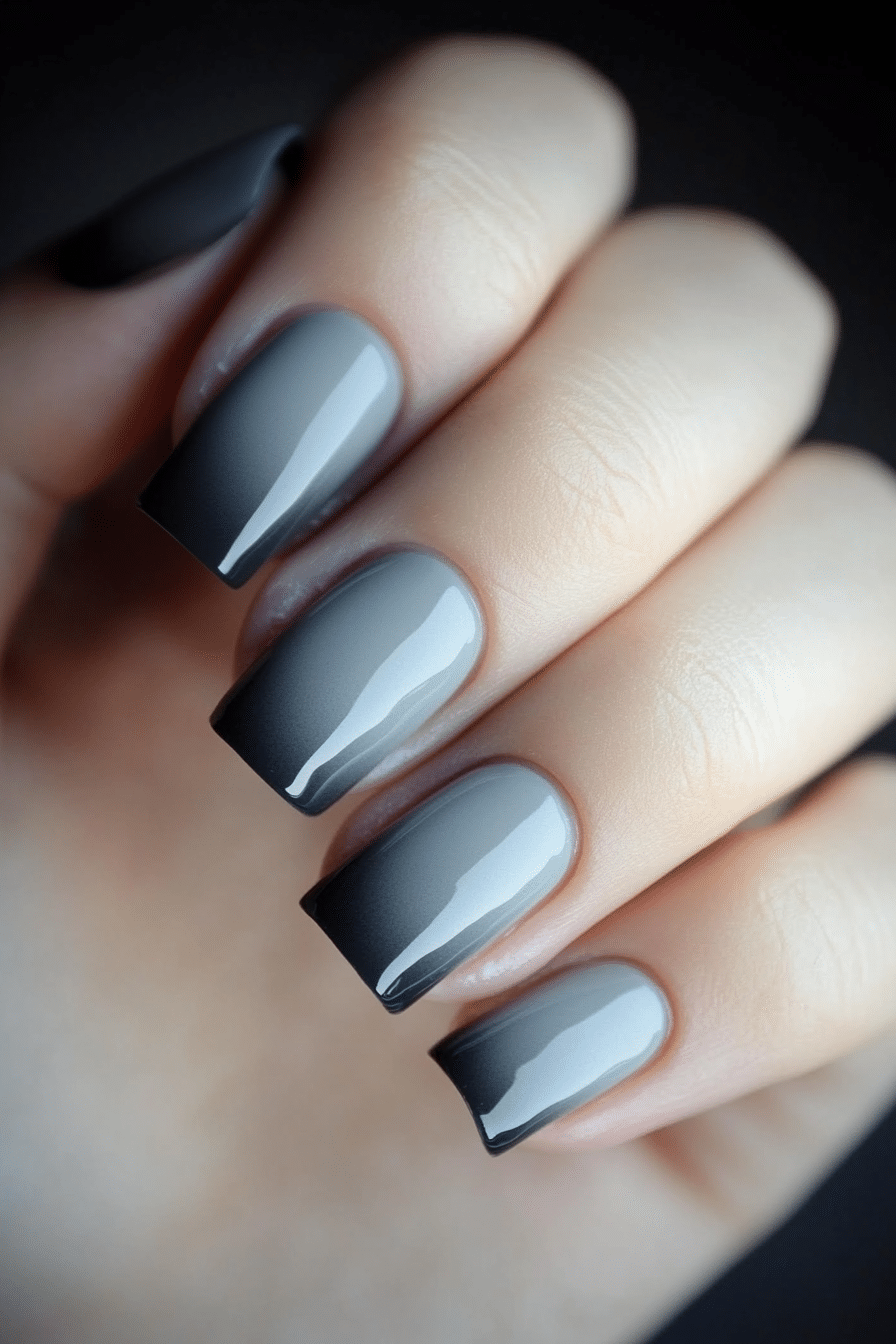 5. Smoky Charcoal Ombre (Ombre Nail Design Ideas) - Ombre Nail Design Ideas