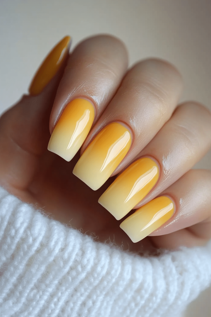 6. Lemon Sherbet Fade (Ombre Nail Design Ideas) - Ombre Nail Design Ideas