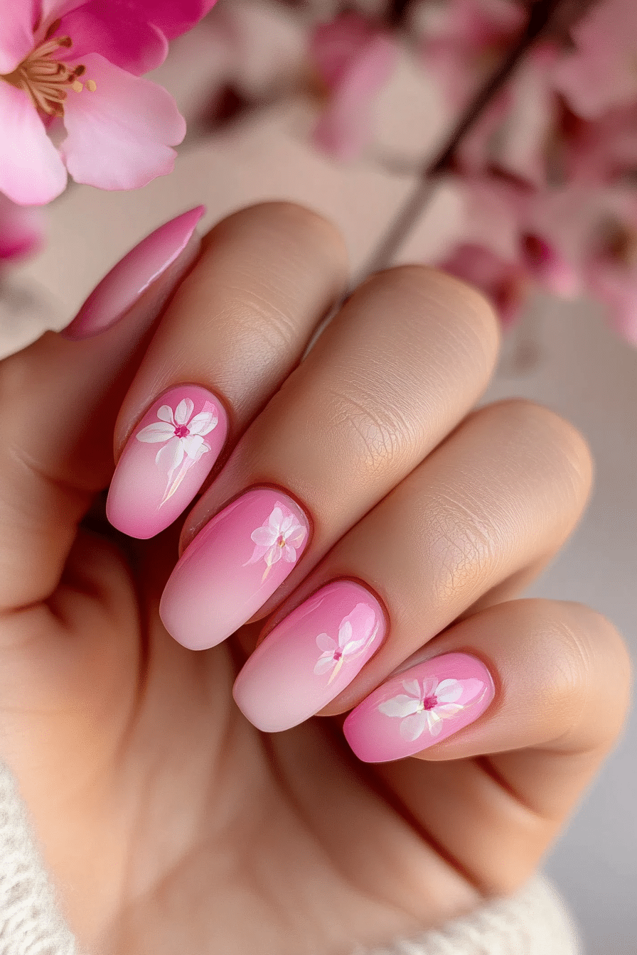 7. Cherry Blossom Blend (Ombre Nail Design Ideas) - Ombre Nail Design Ideas