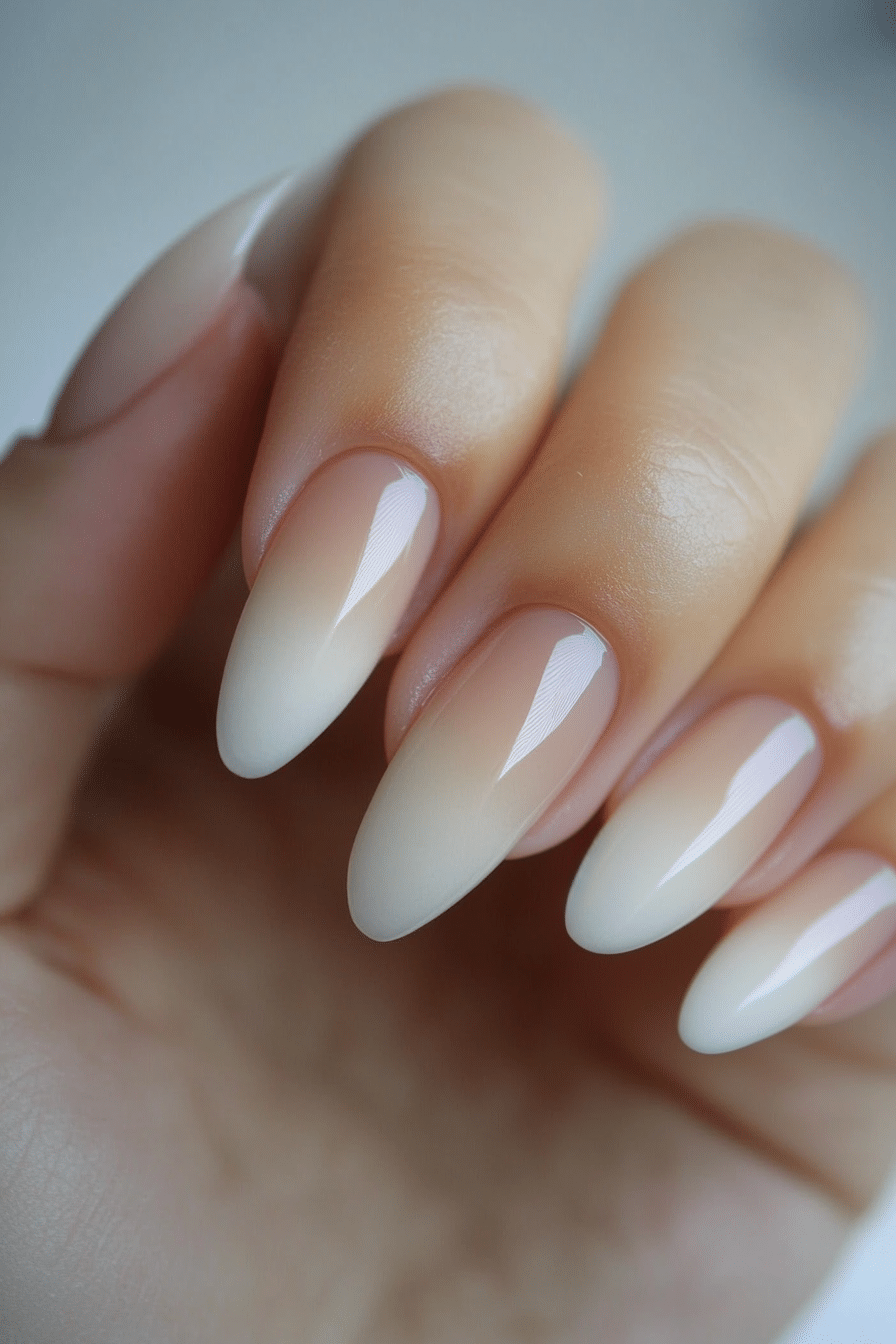 8. Soft Beige to White Fade (Ombre Nail Design Ideas) - Ombre Nail Design Ideas