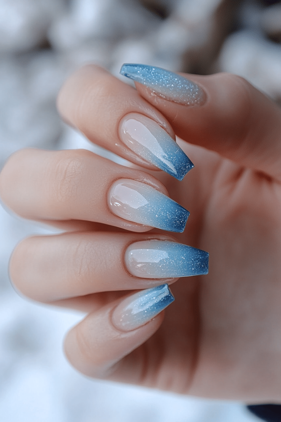 9. Icy Blue Gradient (Ombre Nail Design Ideas) - Ombre Nail Design Ideas