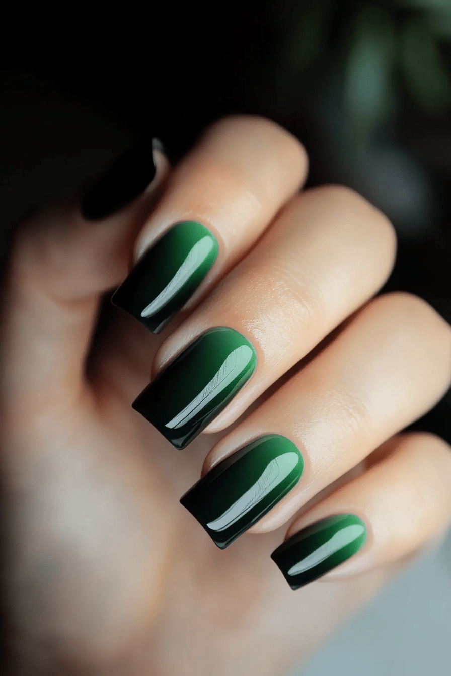 18. Emerald to Forest Ombre (Ombre Nail Design Ideas) - Ombre Nail Design Ideas