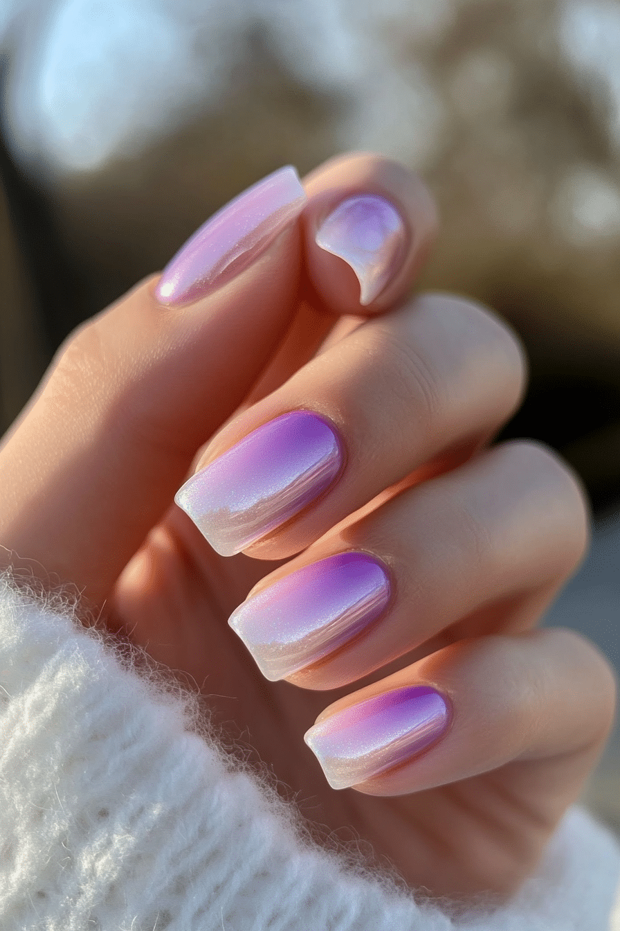 20. Pearl Lavender Fade (Ombre Nail Design Ideas) - Ombre Nail Design Ideas