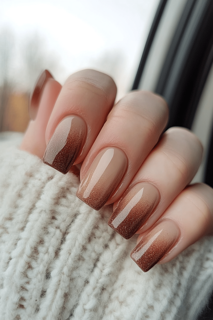 21. Cocoa Cinnamon Ombre (Ombre Nail Design Ideas) - Ombre Nail Design Ideas
