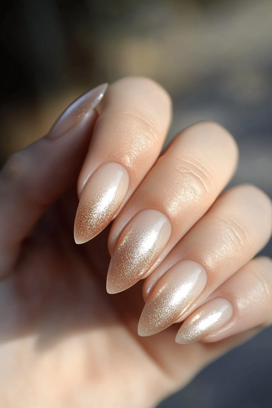 24. Soft Gold Sheen (Ombre Nail Design Ideas) - Ombre Nail Design Ideas