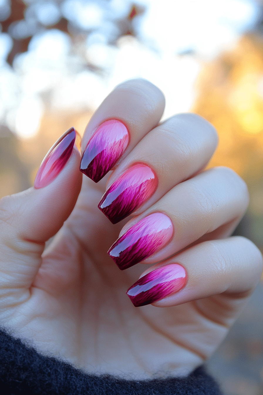 25. Magenta Flame Blend (Ombre Nail Design Ideas) - Ombre Nail Design Ideas