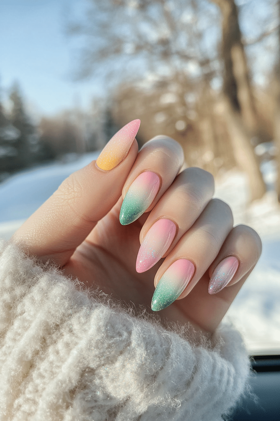 26. Pastel Rainbow Ombre (Ombre Nail Design Ideas) - Ombre Nail Design Ideas