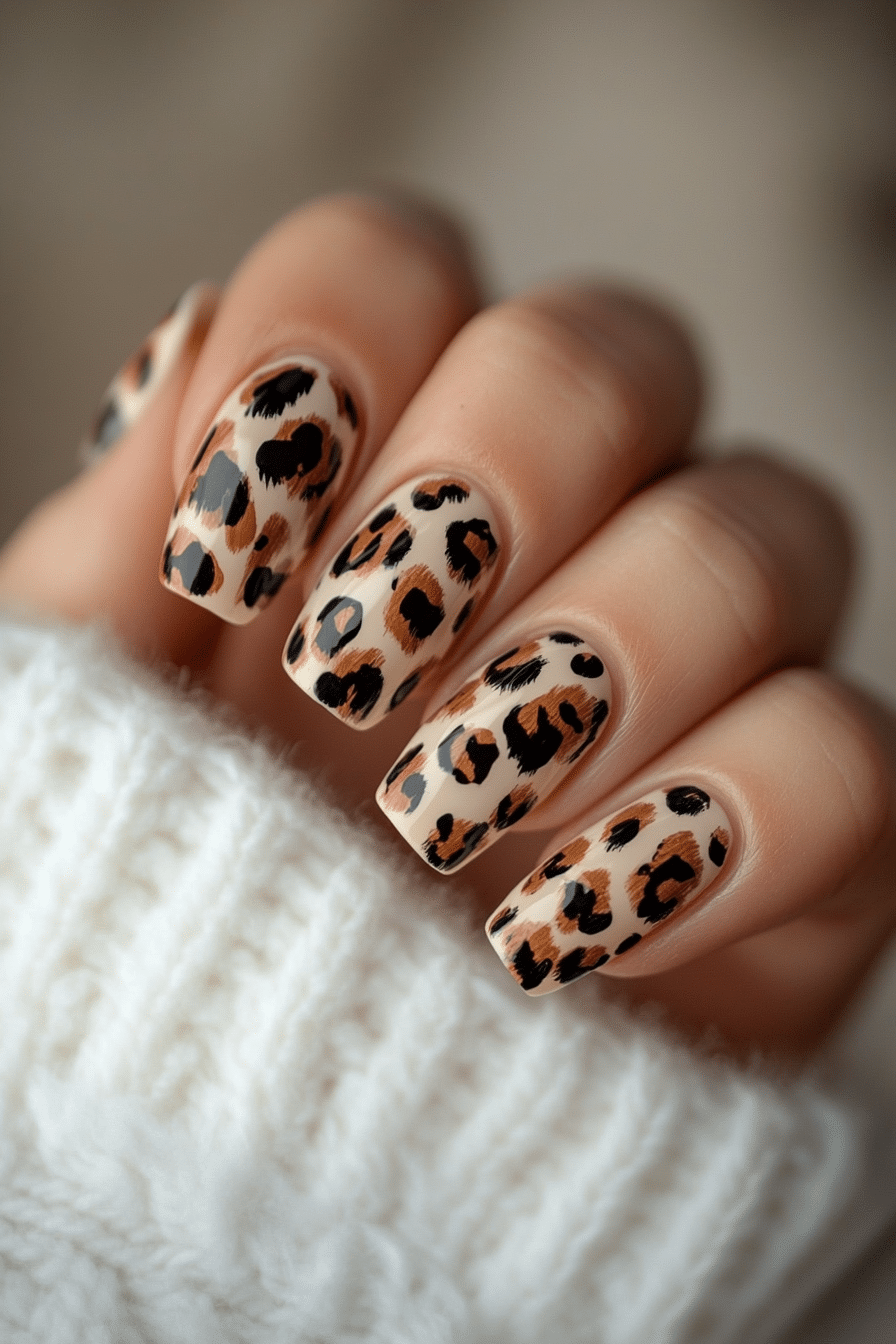 1. Classic Cheetah with Light Beige Base (Cheetah Nail Design Ideas) - Cheetah Nail Design Ideas