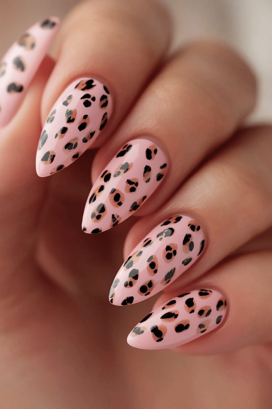 5. Blush Pink Wild Detail (Cheetah Nail Design Ideas) - Cheetah Nail Design Ideas