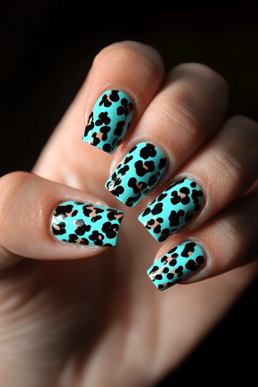6. Sky Blue Safari (Cheetah Nail Design Ideas) - Cheetah Nail Design Ideas