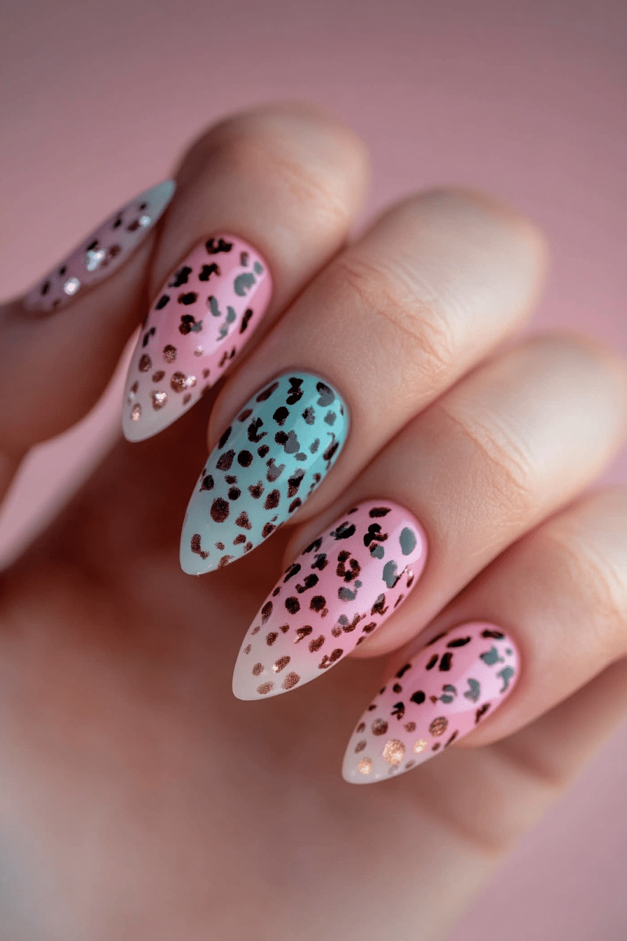 12. Pastel Ombre Cheetah (Cheetah Nail Design Ideas) - Cheetah Nail Design Ideas