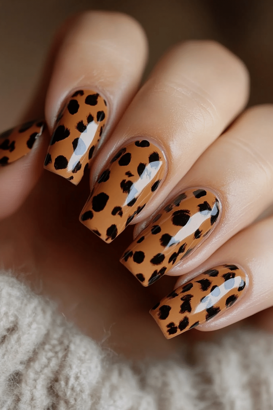 13. Cinnamon Spice Spots (Cheetah Nail Design Ideas) - Cheetah Nail Design Ideas