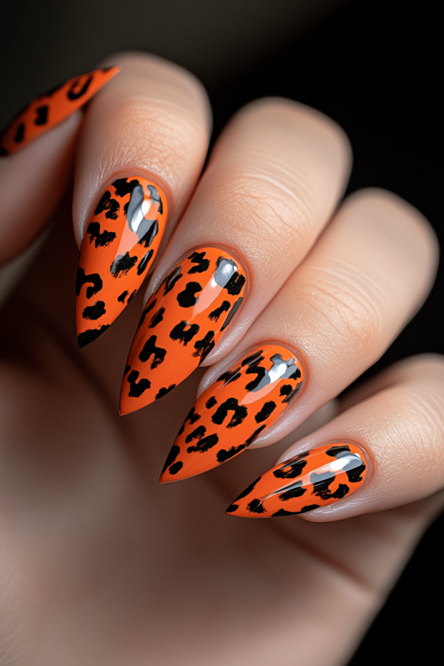 22. Coral Crush Cheetah (Cheetah Nail Design Ideas) - Cheetah Nail Design Ideas