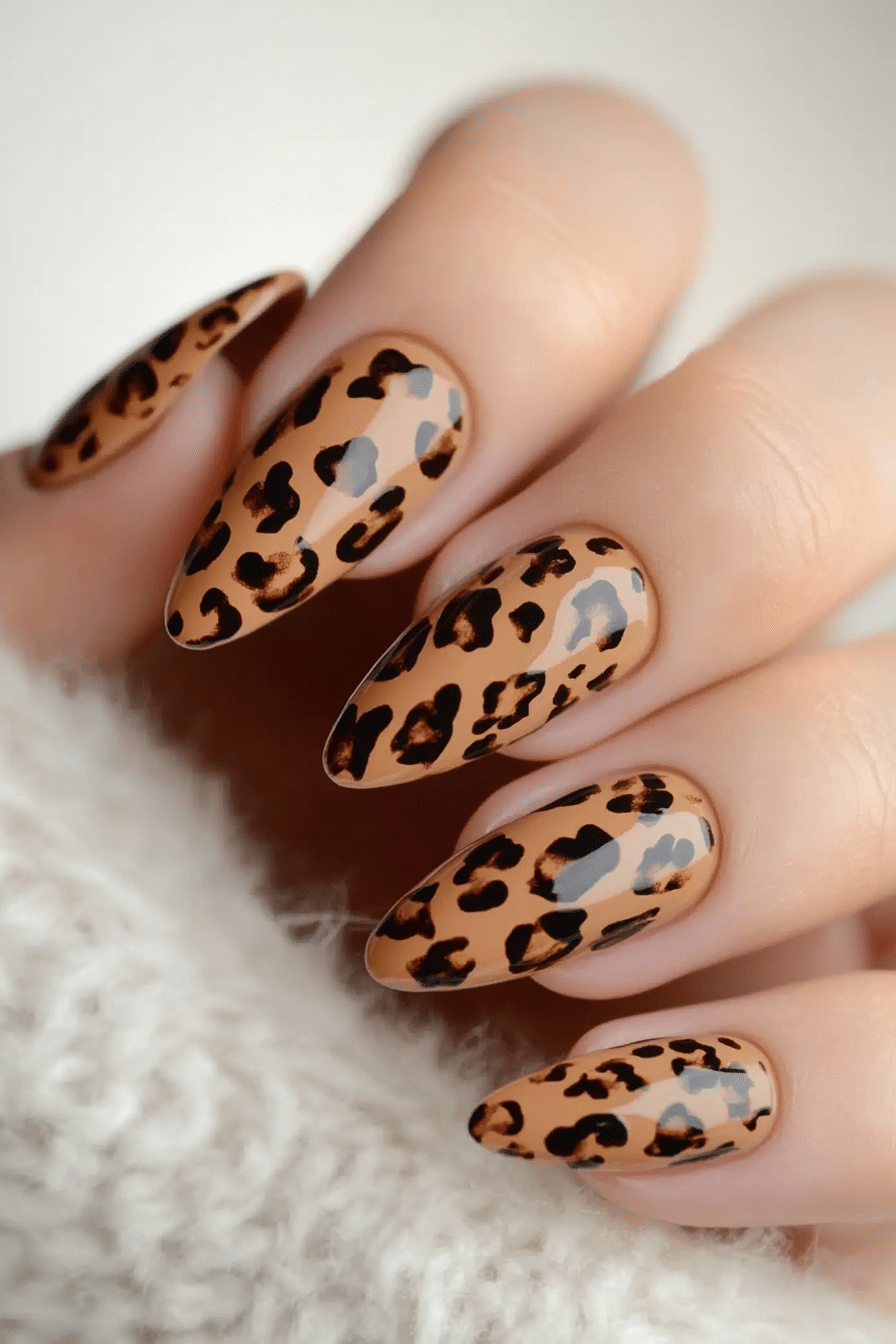 24. Toffee Tones with Bold Spots (Cheetah Nail Design Ideas) - Cheetah Nail Design Ideas
