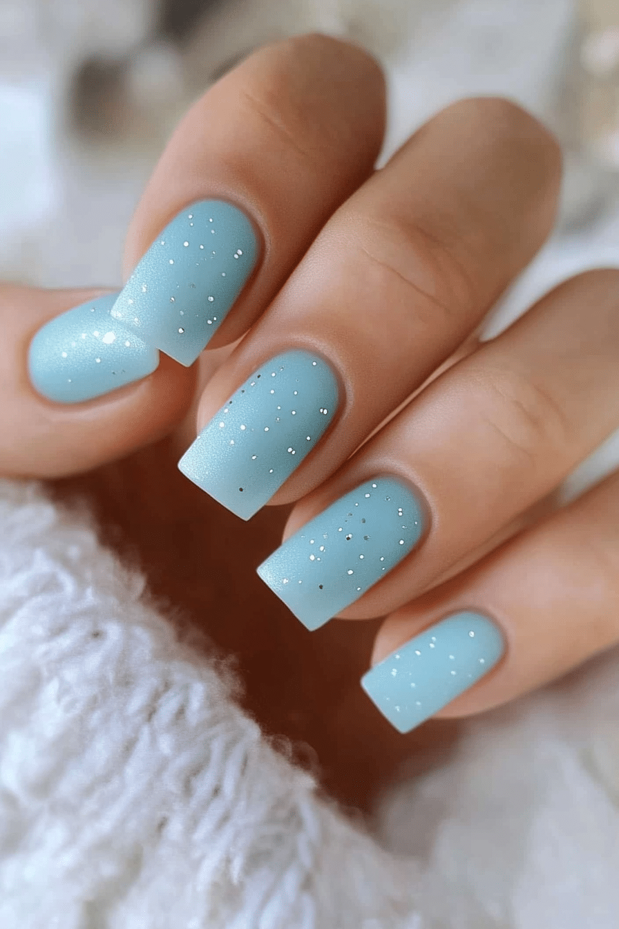 5. Icy Blue Frost (Classy Short Nail Design Ideas) - Classy Short Nail Design Ideas