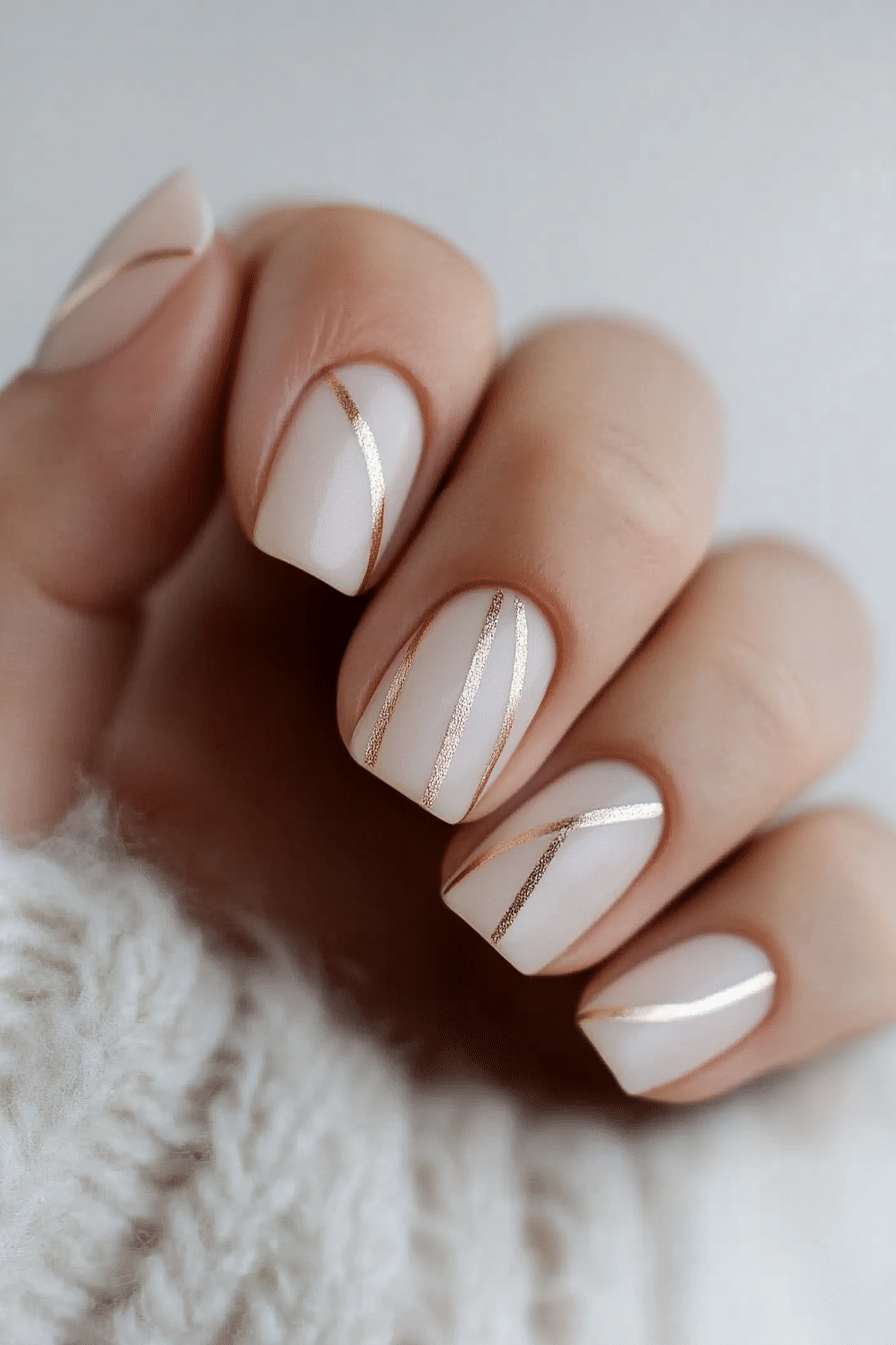 7. Champagne Shine Strips (Classy Short Nail Design Ideas) - Classy Short Nail Design Ideas