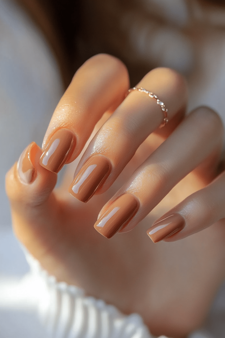 8. Terracotta Harmony (Classy Short Nail Design Ideas) - Classy Short Nail Design Ideas