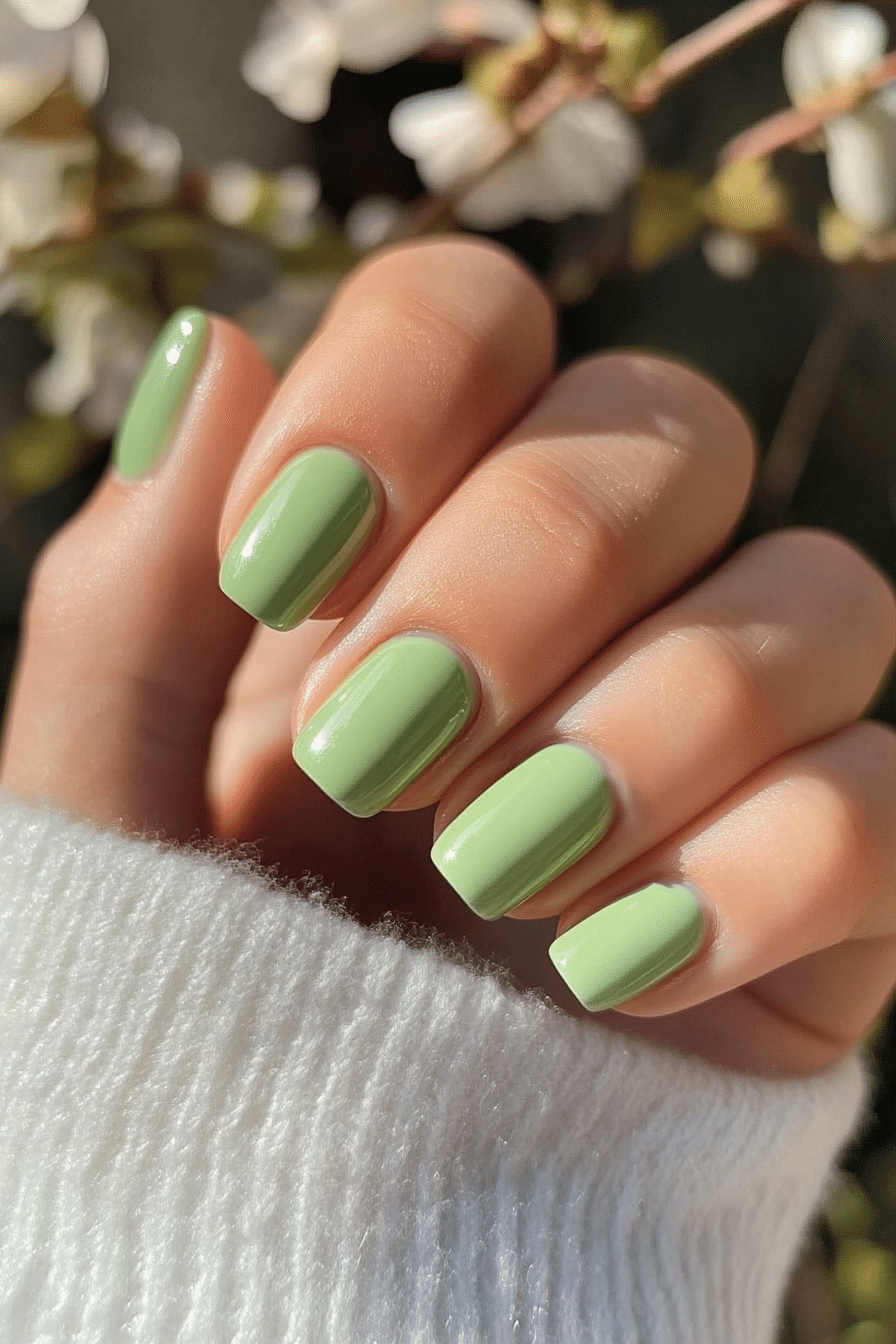 11. Pale Pistachio Gloss (Classy Short Nail Design Ideas) - Classy Short Nail Design Ideas
