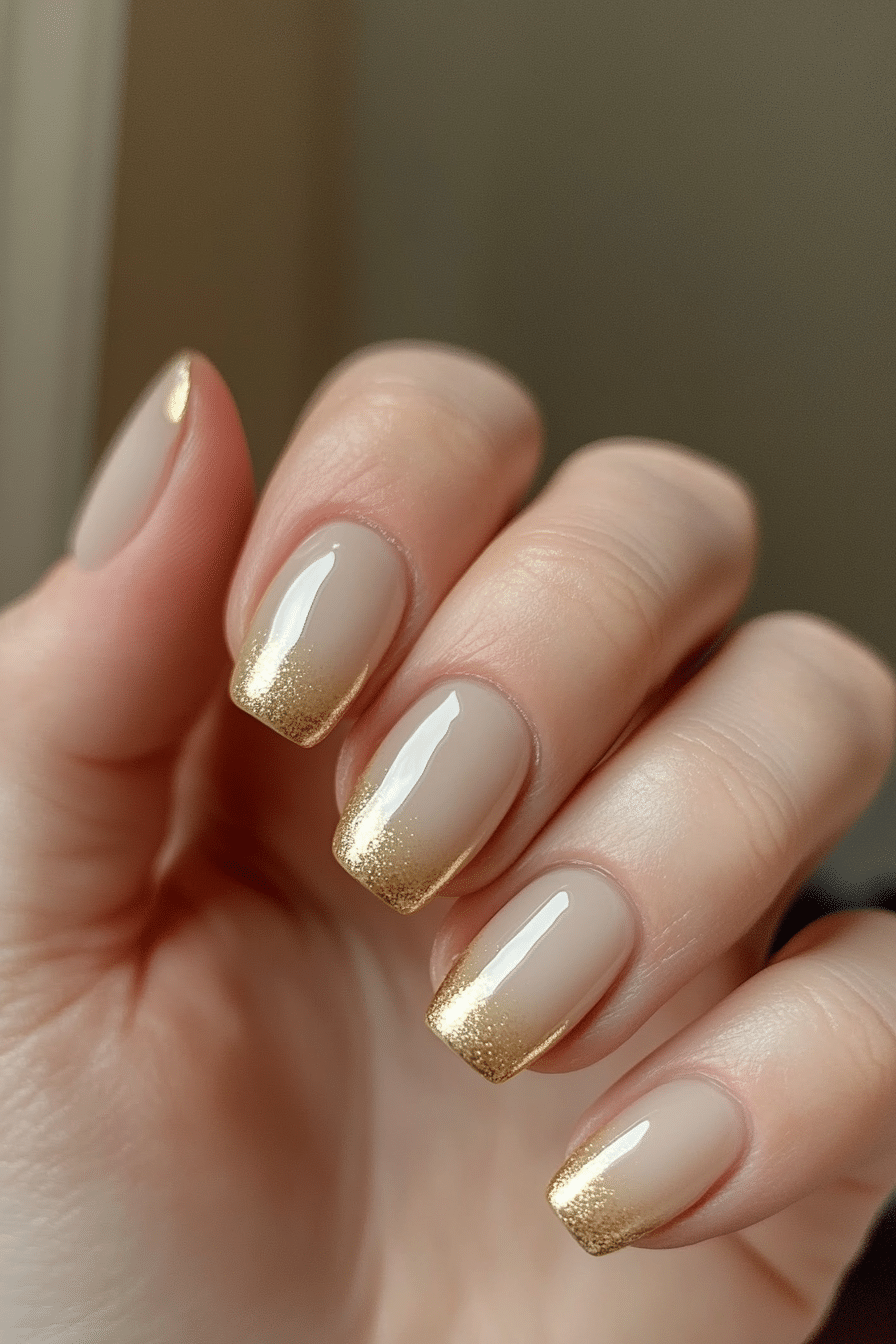 12. Gold Foil Whisper (Classy Short Nail Design Ideas) - Classy Short Nail Design Ideas
