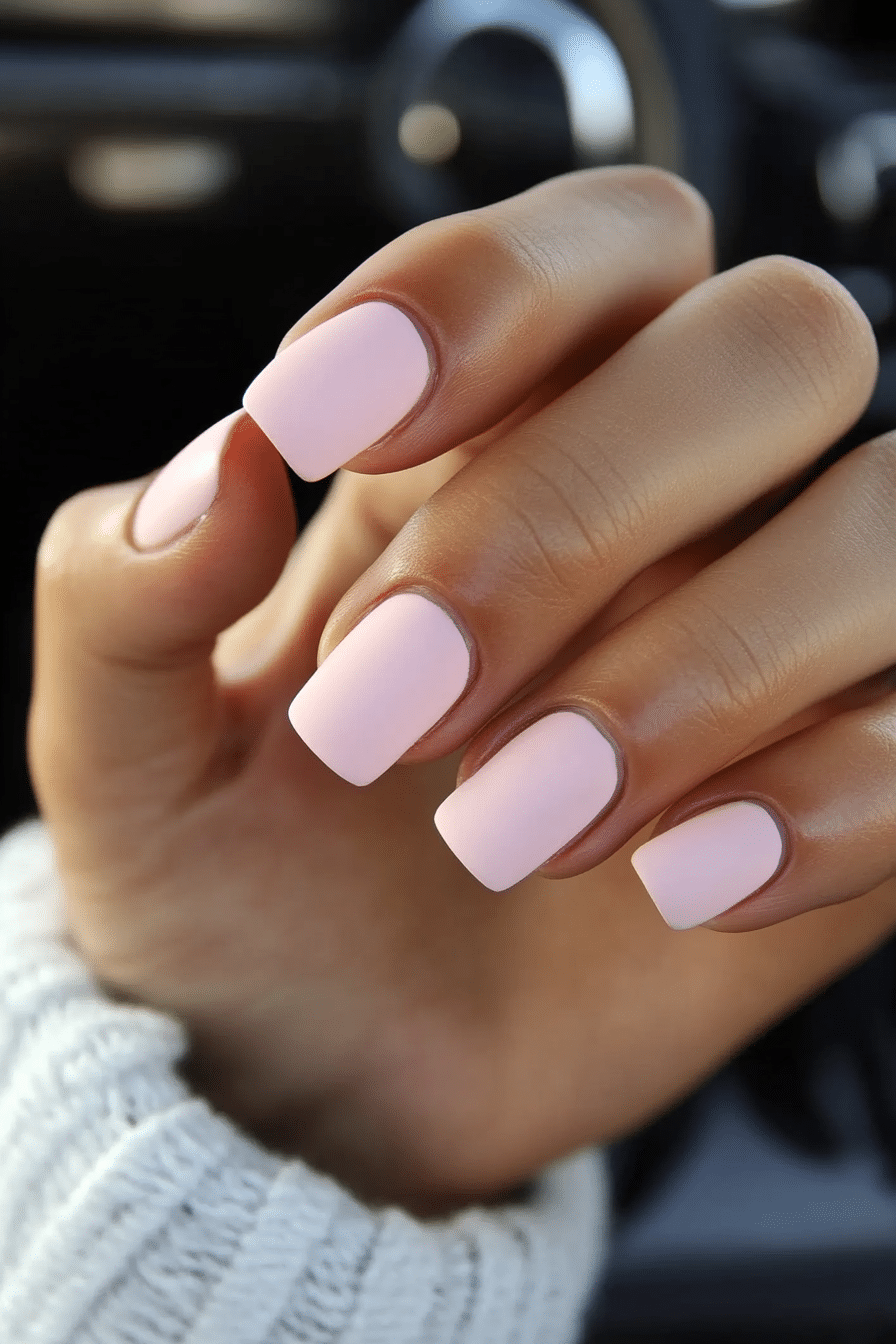 14. Powder Blush Matte (Classy Short Nail Design Ideas) - Classy Short Nail Design Ideas