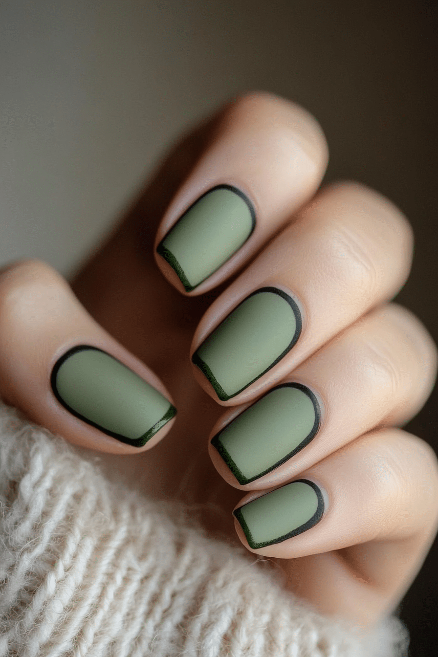 16. Olive Green Halo (Classy Short Nail Design Ideas) - Classy Short Nail Design Ideas
