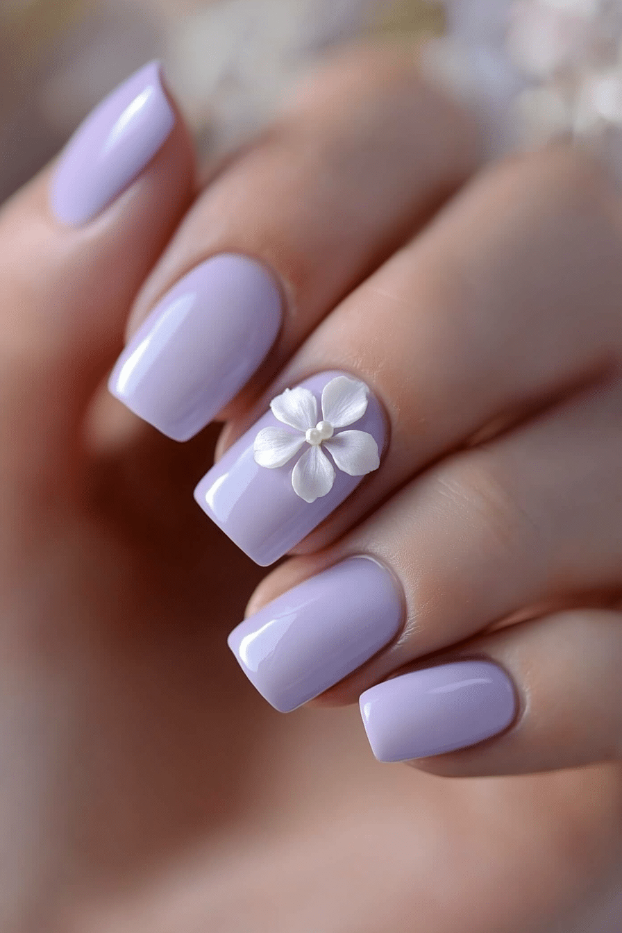 21. Barely Lilac Bloom (Classy Short Nail Design Ideas) - Classy Short Nail Design Ideas