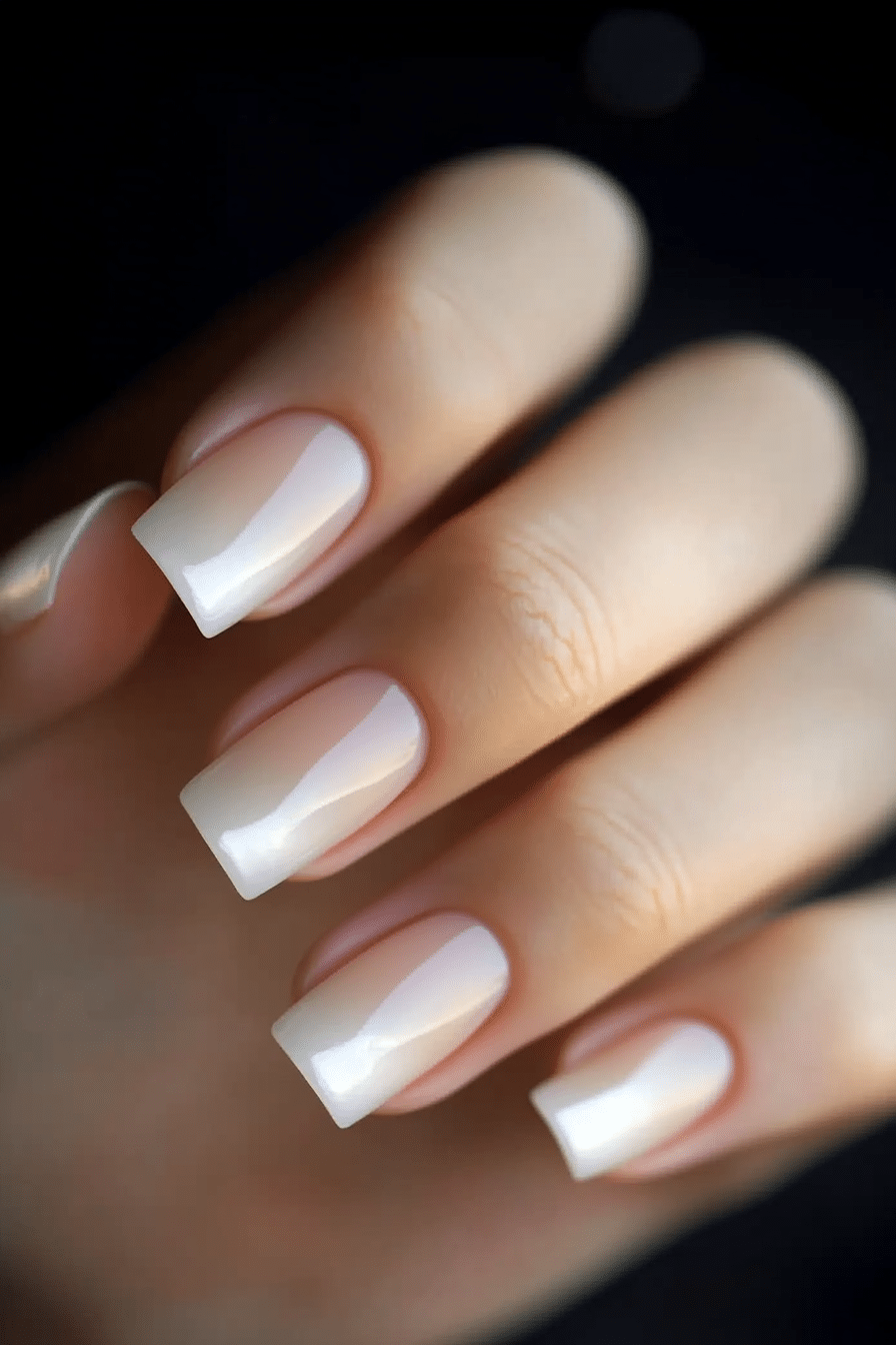24. Pearl Sheer Veil (Classy Short Nail Design Ideas) - Classy Short Nail Design Ideas
