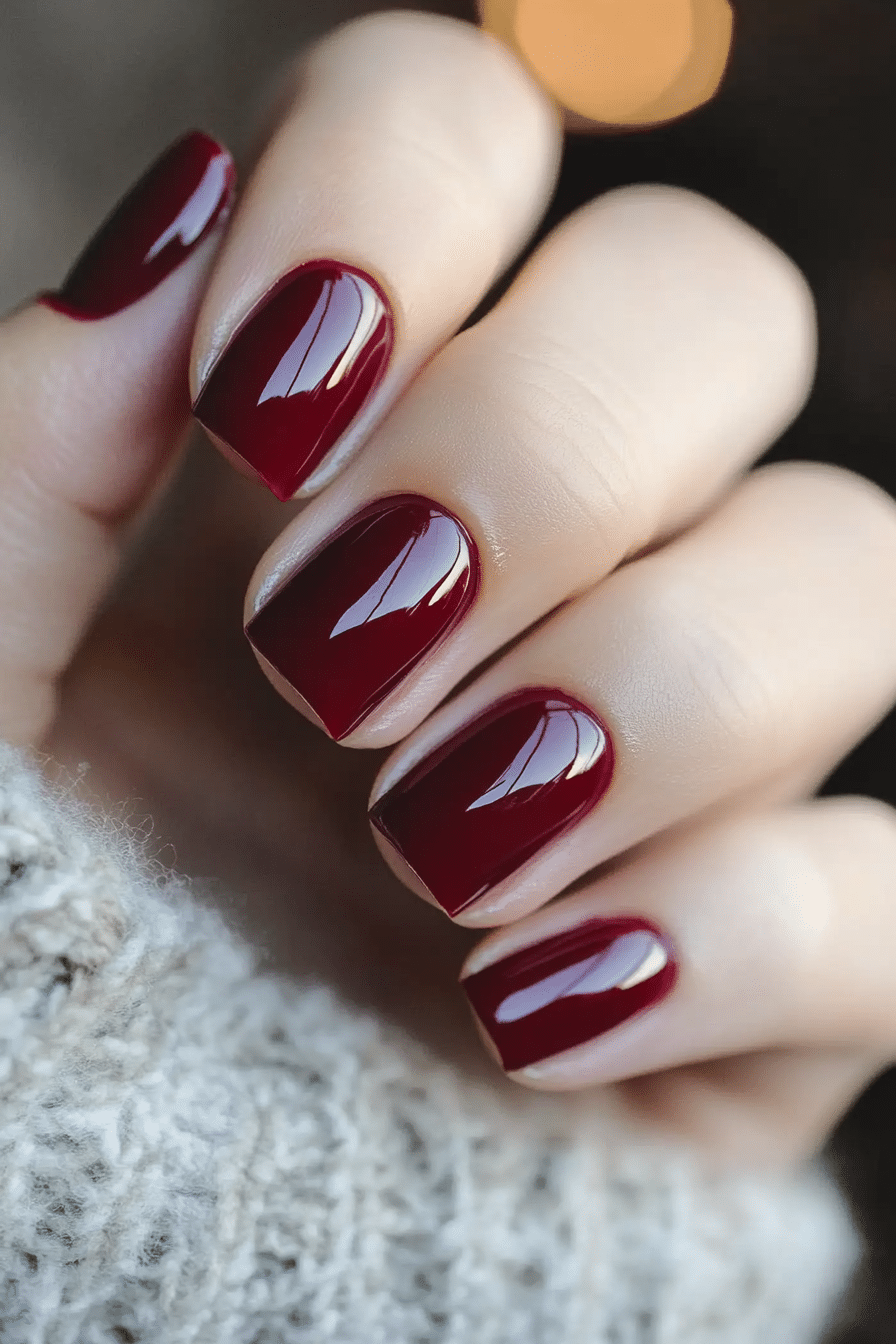 6. Cranberry Gloss (Short Thanksgiving Nail Design Ideas) - Short Thanksgiving Nail Design Ideas