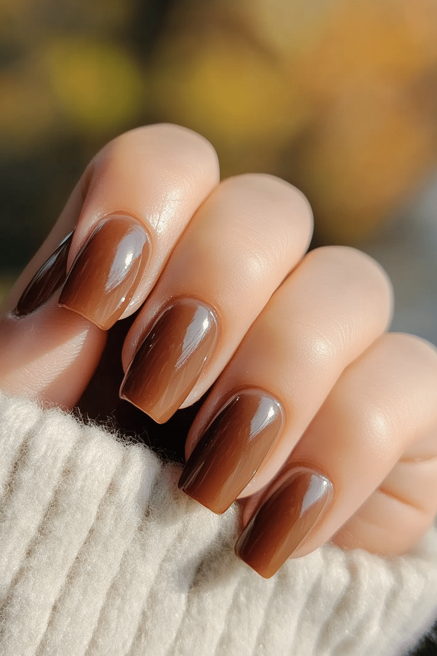9. Apple Cider Glaze (Short Thanksgiving Nail Design Ideas) - Short Thanksgiving Nail Design Ideas