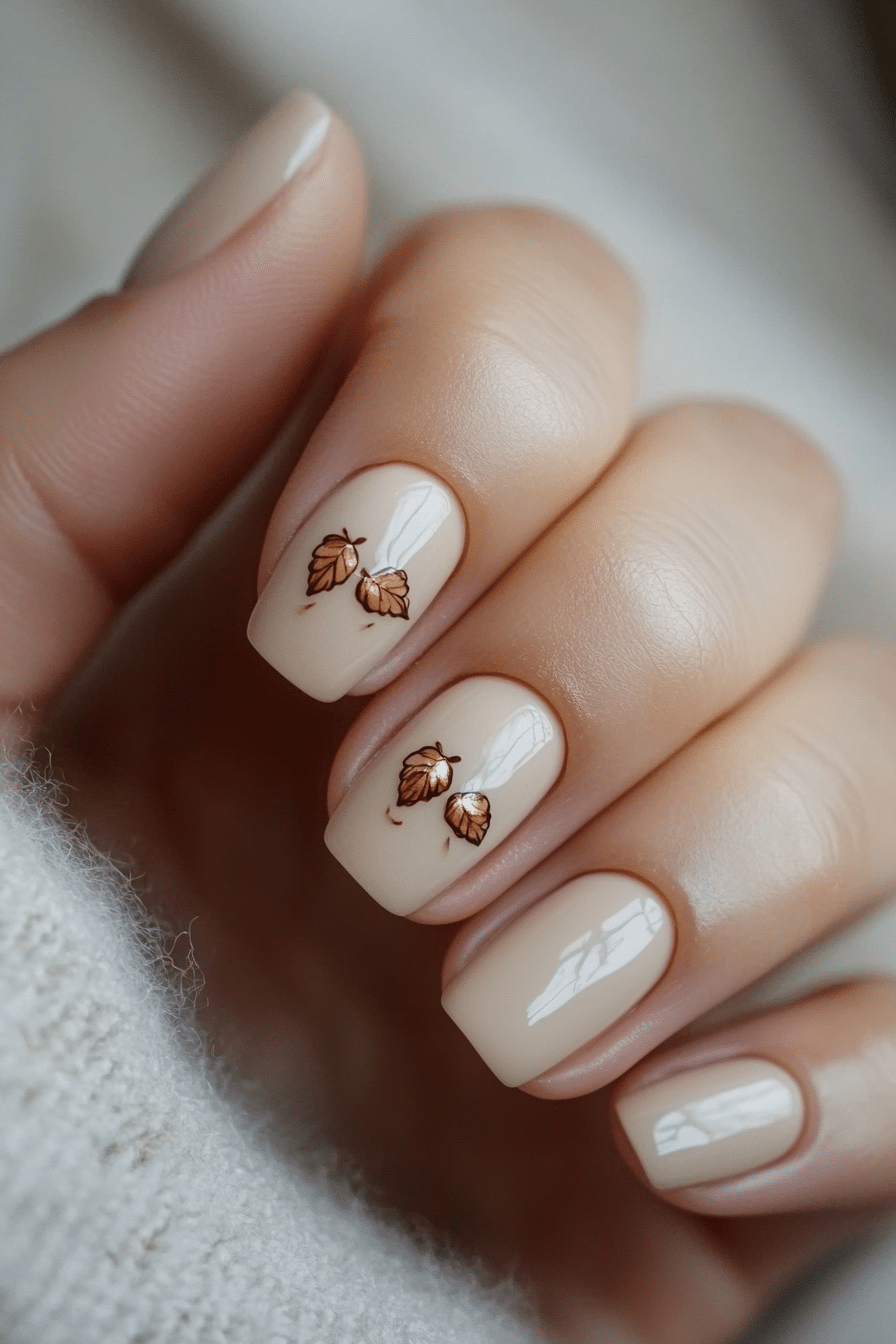 10. Acorn Accents (Short Thanksgiving Nail Design Ideas) - Short Thanksgiving Nail Design Ideas