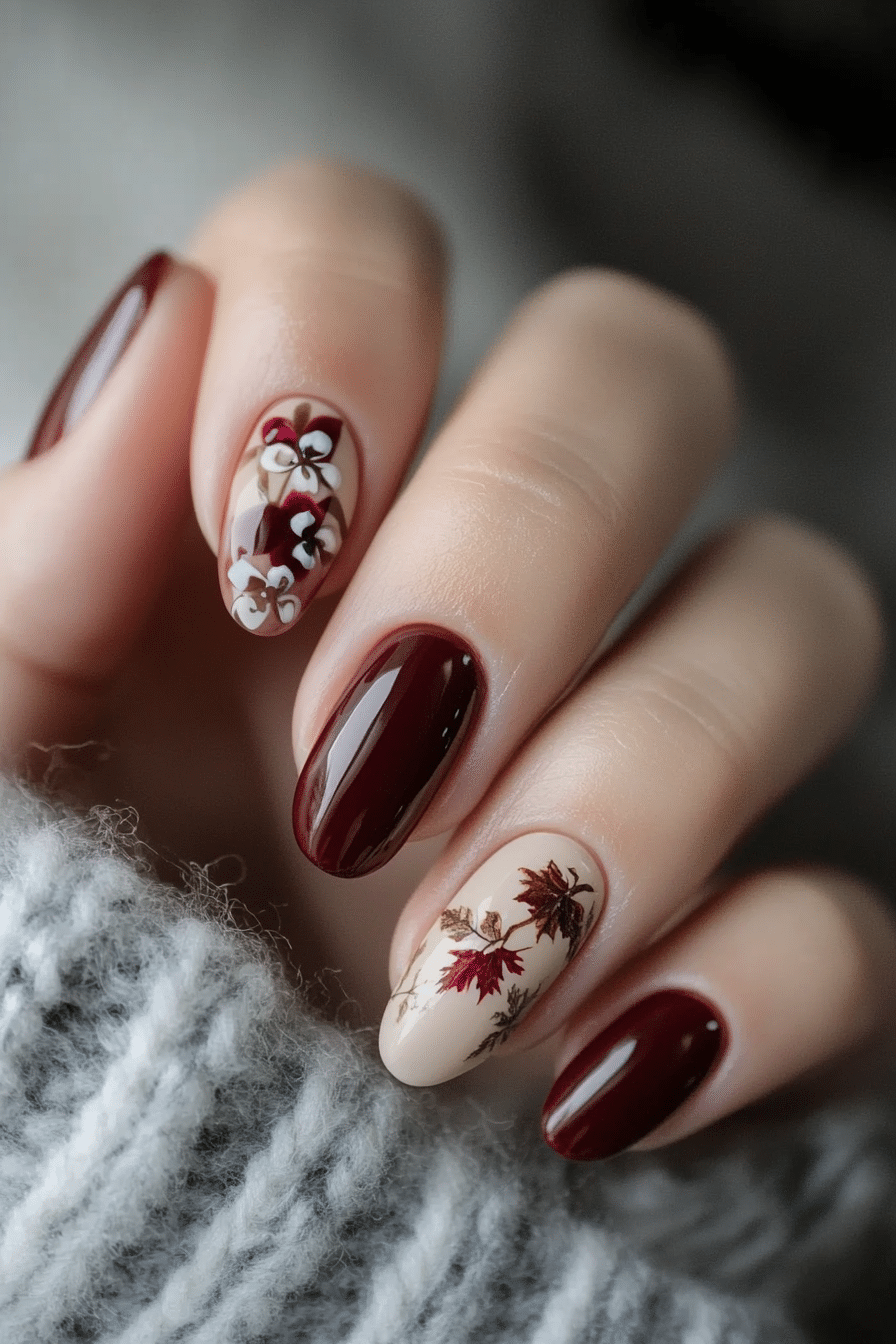 15. Cranberry & Clove (Short Thanksgiving Nail Design Ideas) - Short Thanksgiving Nail Design Ideas