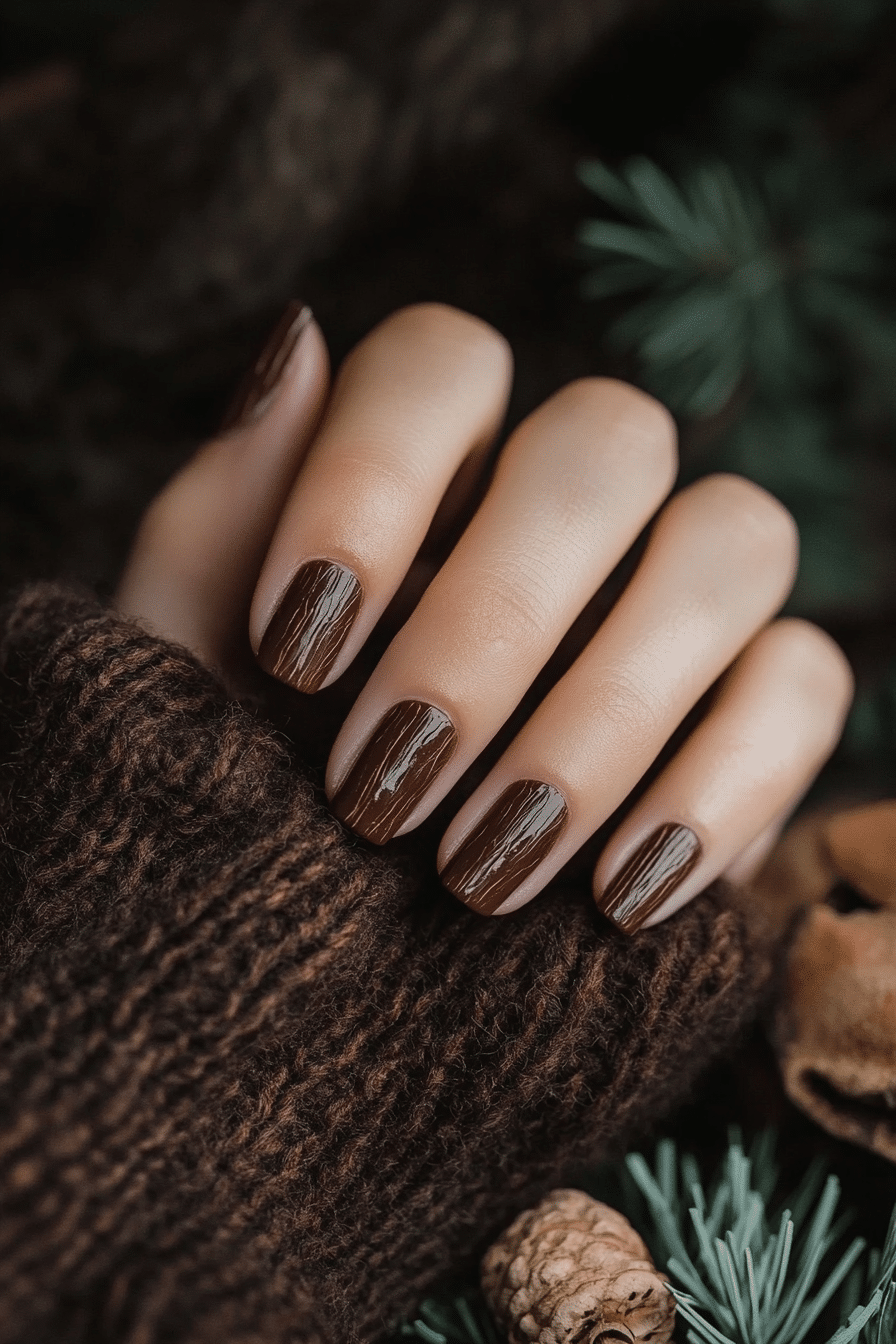 24. Bark Texture Matte (Short Thanksgiving Nail Design Ideas) - Short Thanksgiving Nail Design Ideas