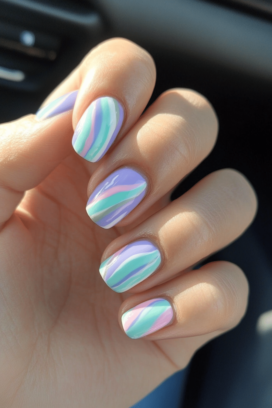 1. Pastel Swirl Mini Nails (Cute Nail Design Ideas For Short Nails) - Cute Nail Design Ideas For Short Nails