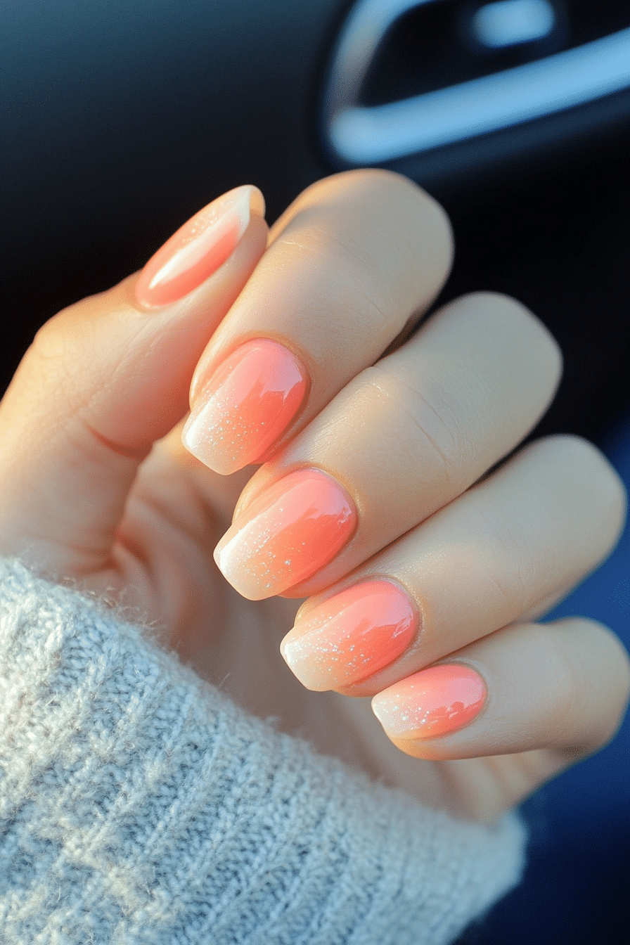 8. Sunset Fade Gradient (Cute Nail Design Ideas For Short Nails) - Cute Nail Design Ideas For Short Nails